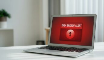 data breach alert on laptop