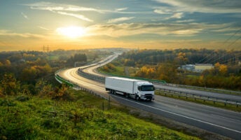 Truck driving on highway