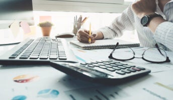 Accountant working at desk