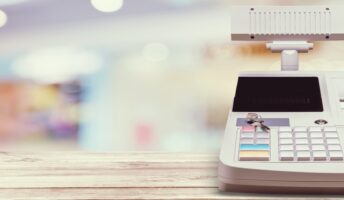 Cash register on table