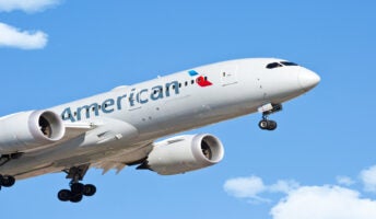 American Airlines plane in air