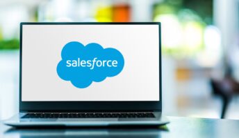 Salesforce logo on laptop