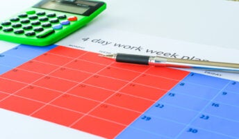 four day week planned out on a calendar