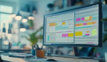 An illustration of a project management platform on a computer