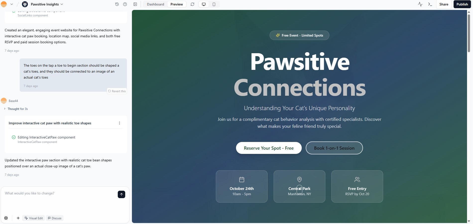 Base44 did make a few minor mistakes, but it was able to recorrect itself. Source: Tech.co testing