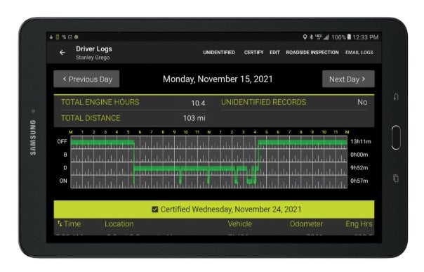 EROAD Ehubo ELD display
