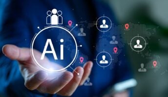 AI graphic with human and AI icons