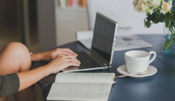 Person on laptop working online