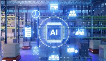 AI graphic in logistics warehouse