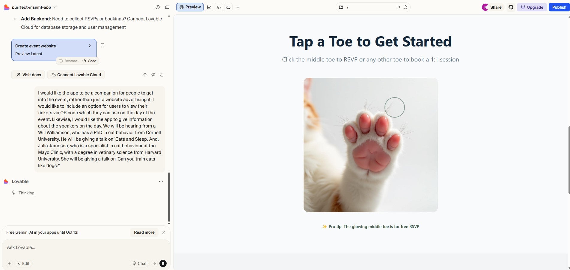 Lovable struggled with more complex requests. Source: Tech.co testing