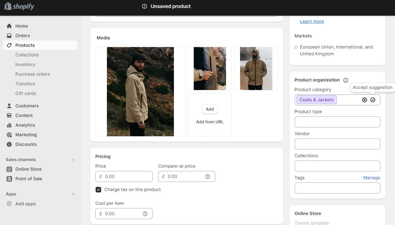 Shopify's inventory interface. Image: Tech.co
