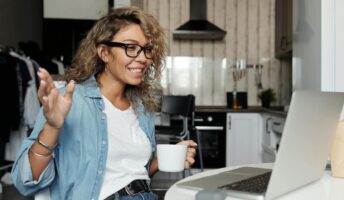 A woman on a video call