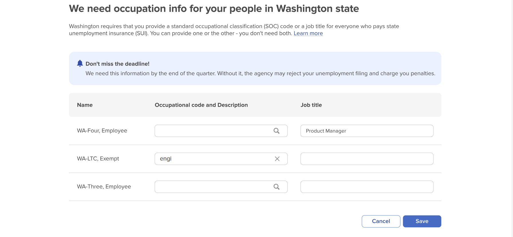 ADP Run: occupation info