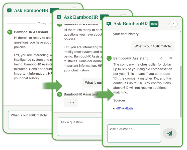 Ask BambooHR chatbot in action. Source: BambooHR