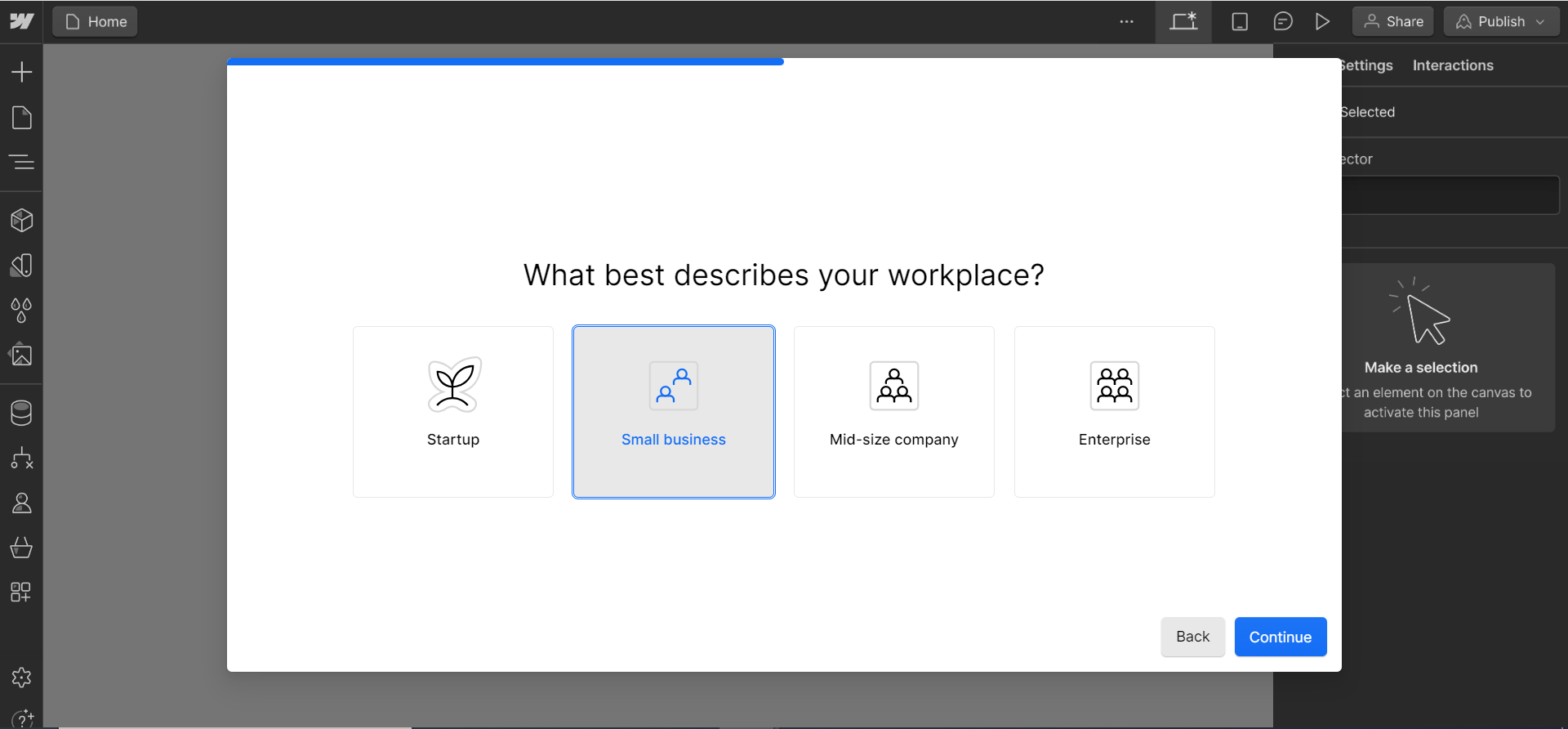 Going through Webflow's set up.