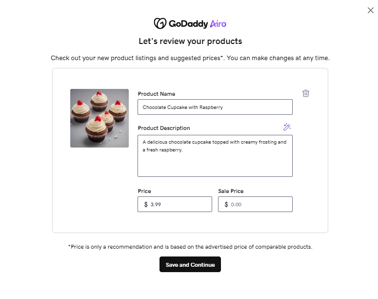 GoDaddy's Airo feature used AI to fill in information for me