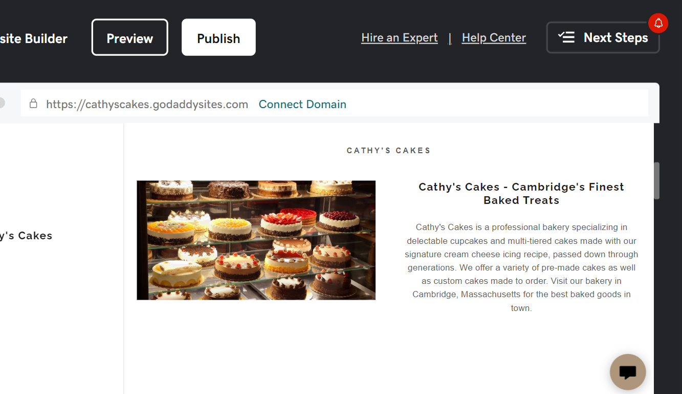 Go Daddy AI builder description