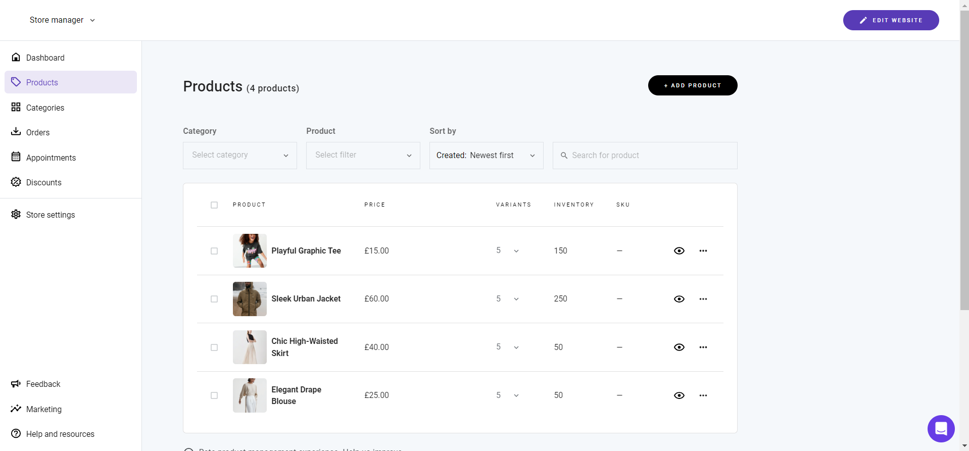 Hostinger Store Manager Product Page