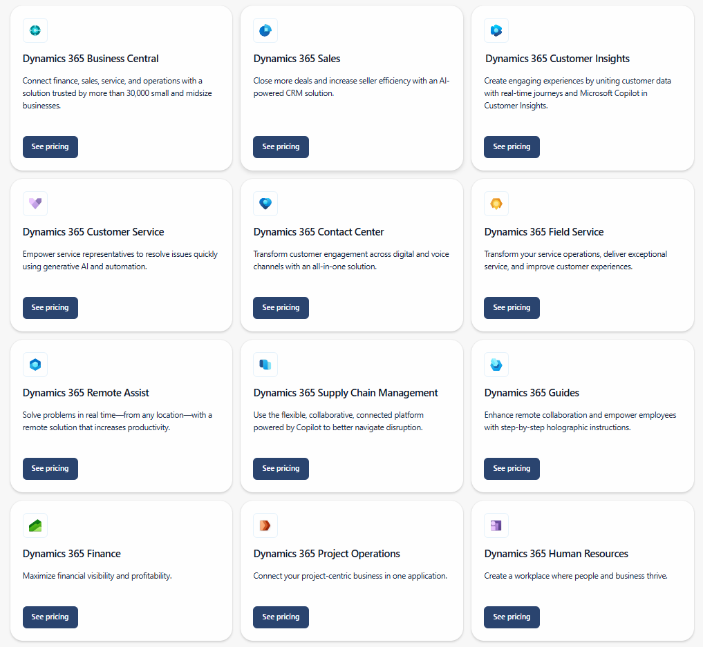 Microsoft Dynamics 365 comes in many different modules, depending on your business needs. Source: Microsoft