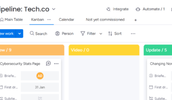 Screenshot of monday.com Kanban view. Source: Tech.co testing