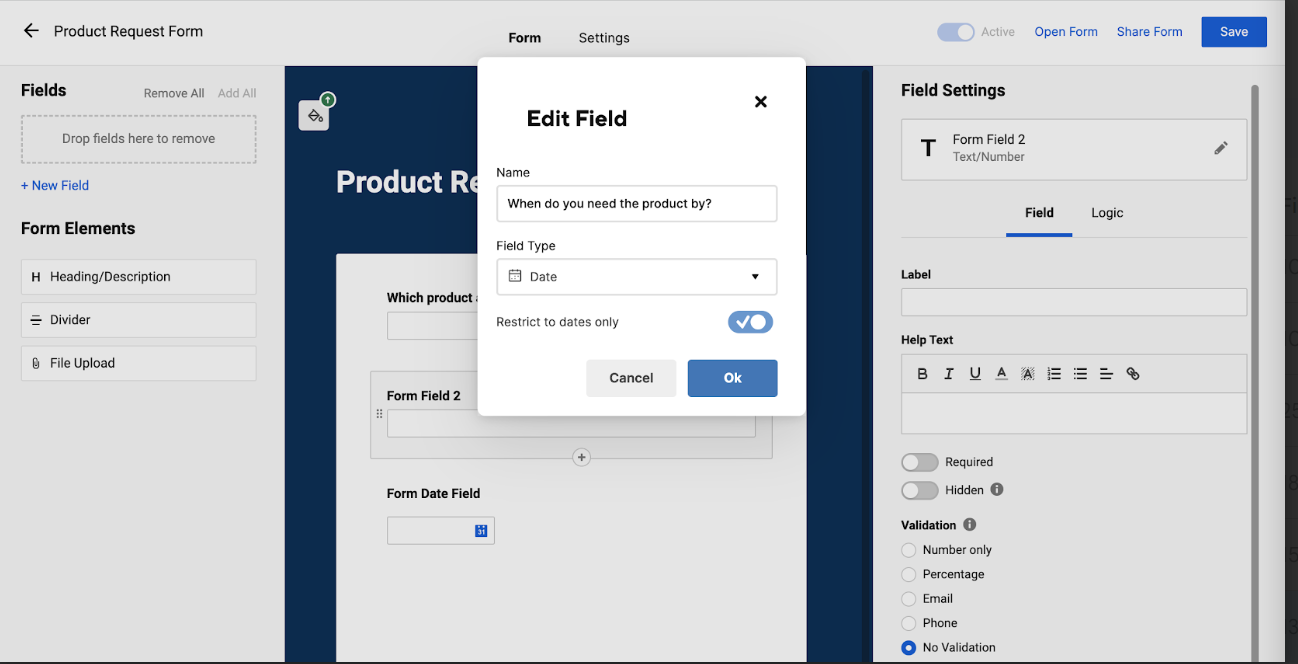 smartsheet form builder