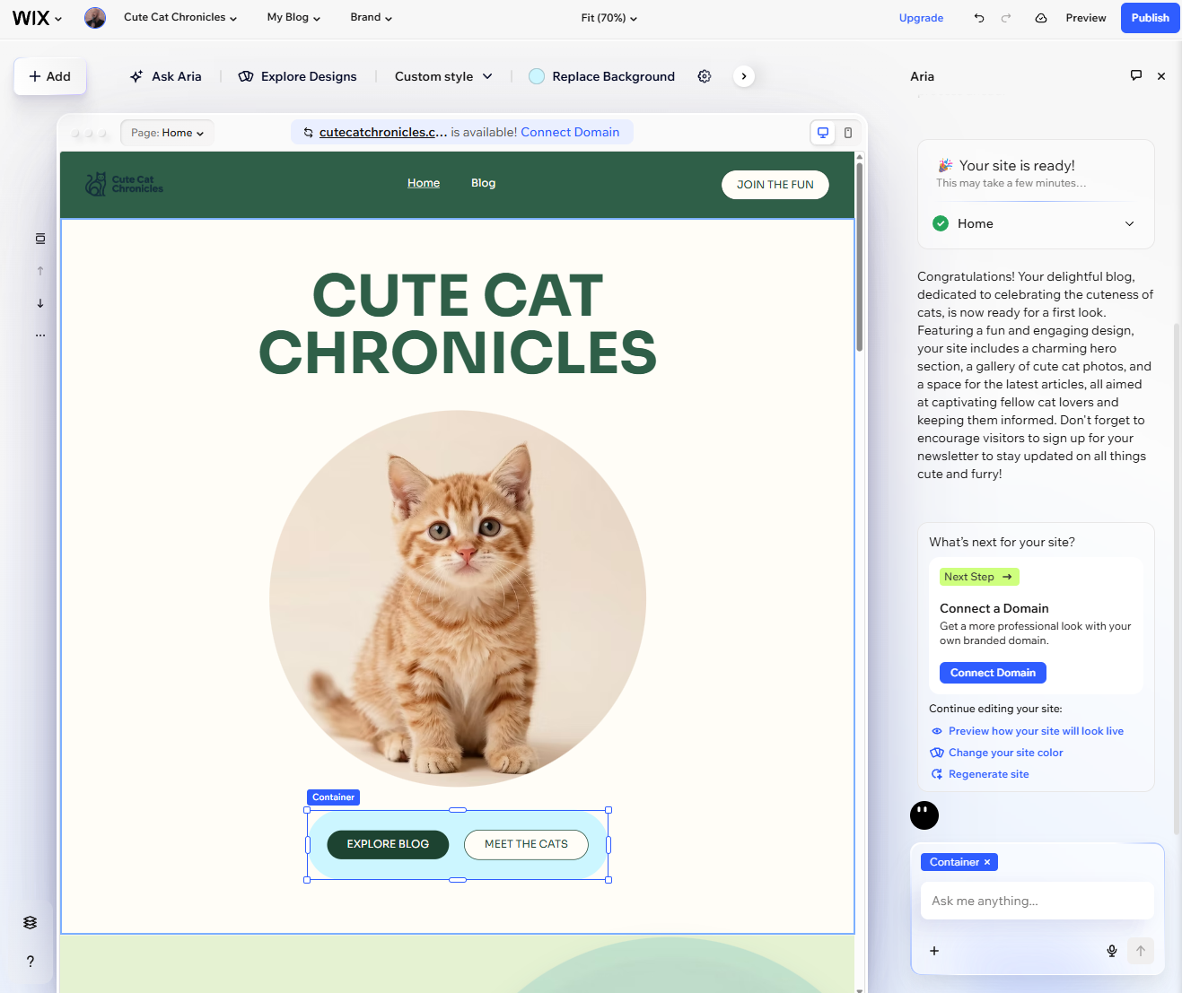 Wix Harmony makes it easy to edit elements manually after generating your site with natural language prompts. Source: Tech.co testing