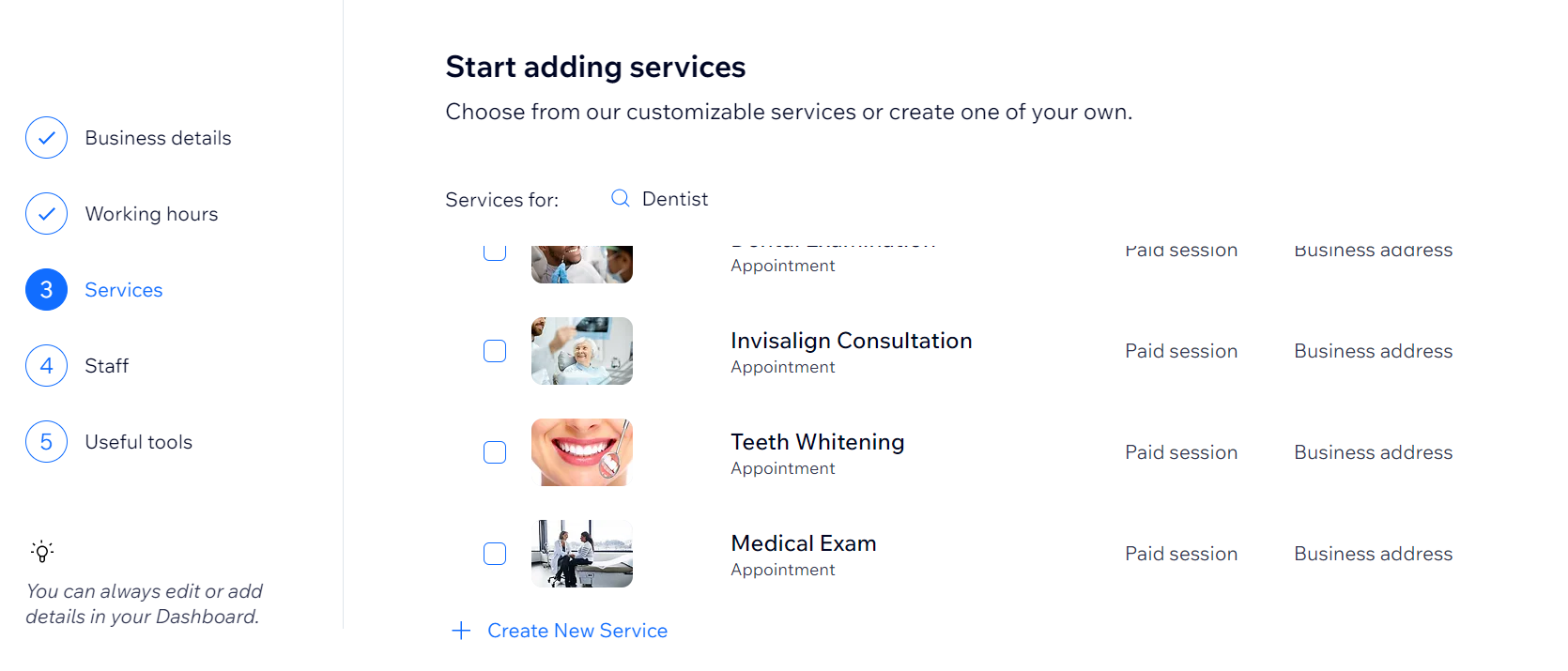 Wix Tailored Services Setup